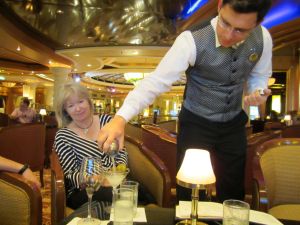 sampling the vodka in the Grand Europe Hotel